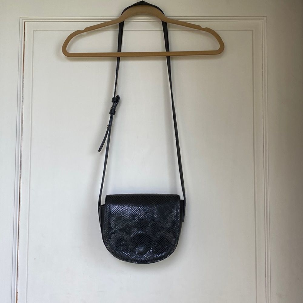 Black Leather Bag With Faux Snake Flap By A.Bellucci